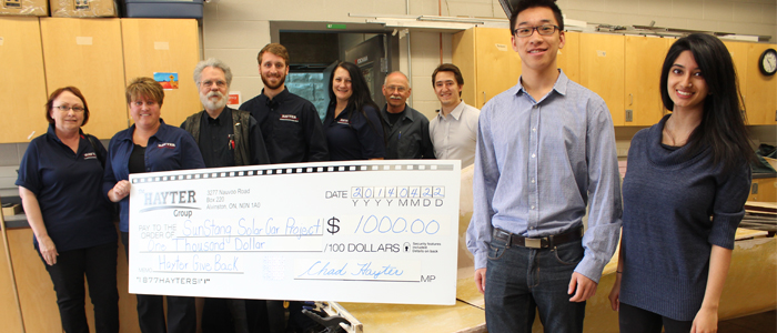 Hayter Group donates $1,000 to SunStang