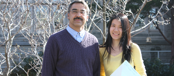 Amarjeet Bassi, Western Engineering’s Associate Dean (Academic) with Jiemi Gao, recipient of the 2009 Christian Lassonde Scholarship.