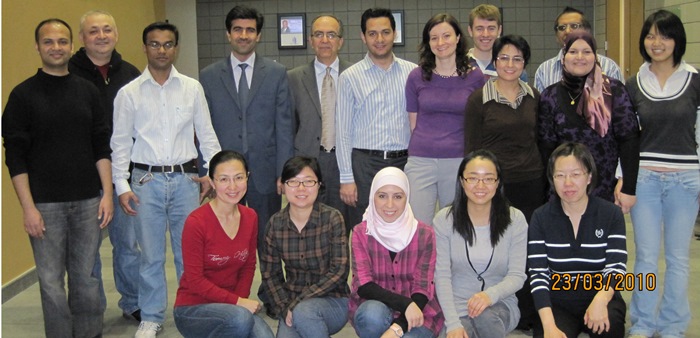 Rohani Researh Group 2010 -  Left to Right (back row): Abhishek Shukla, Tayirjan Tayor Isimjan, Muhammad Nurunnabi Siddiquee, Hossein Kazemian, Sohrab Rohani,  Ehsan Sheikholeslamzadeh,  Milana Trifkovic, Jeffrey Gordon,  Fate Hashem, Davood Karami, Doaa Mohamed Ragab,   Danyang Mei (Daniel), Left to Right (front row):  Sophia He,  Tanya Wang, Rana Sabouni,   Shimin Mao,  Yan Zhang, 