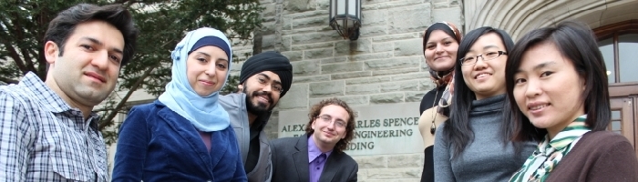 Graduate Students outside of Spencer Engineering Building