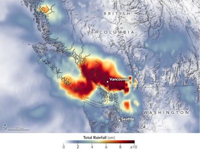 Rainfall map of the November 2021 British Columbia flood event