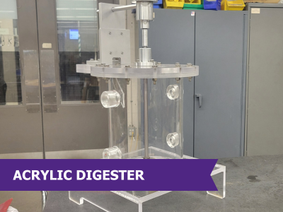 These are lab scale stirred digester systems used for wastewater research. They allow for a collection of processes by which microorganisms break down biodegradable material in the absence of oxygen.