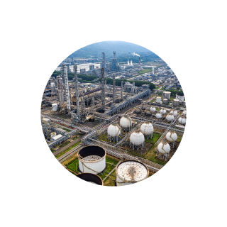 aerial view of a chemical plant