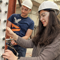 Civil students in a lab