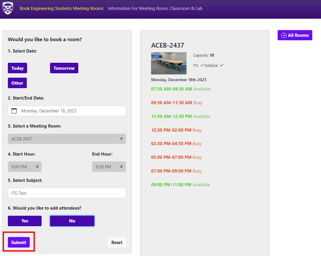 Engineering Students Bookable Meeting Rooms 