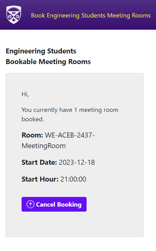 Engineering Students Bookable Meeting Rooms 